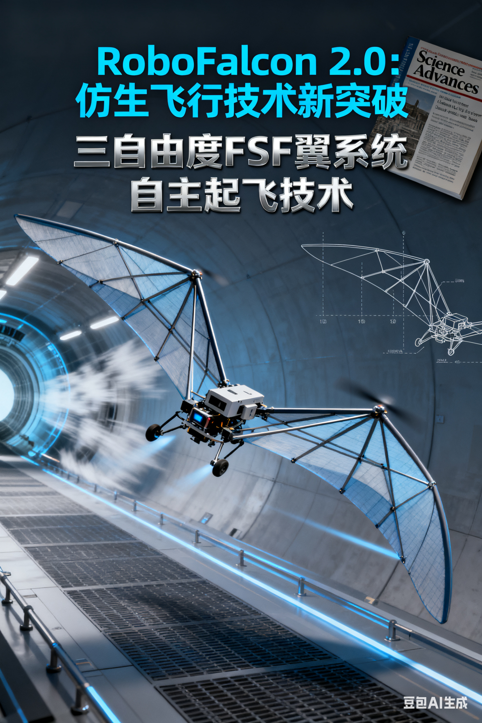 中国仿鸟扑翼机器人RoboFalcon 2.0：三自由度FSF翼系统攻克“自主起飞+低速飞行” 双重难题